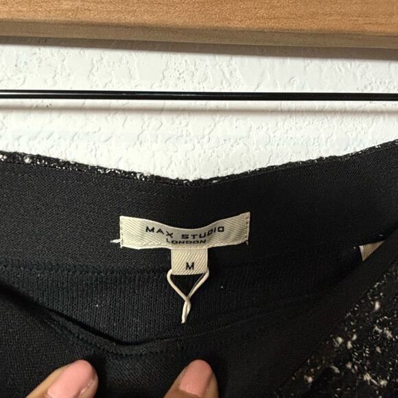 MAX STUDIO WOMEN'S TWEED MINI SKIRT BLACK IVORY SIZE MEDIUM BRAND NEW WITH TAGS - Picture 7 of 8